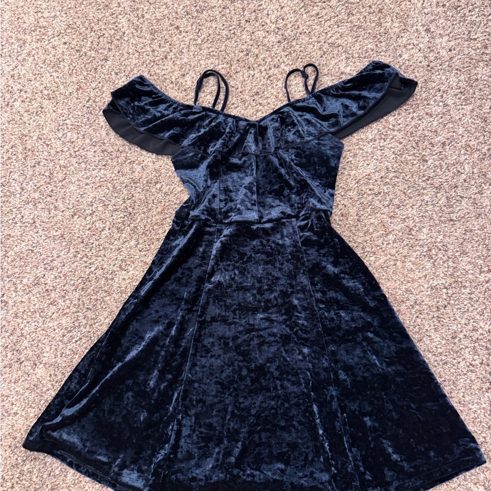 Velvet Off-Shoulder Skater Dress